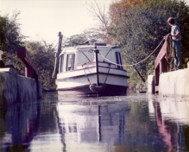 St. Helena II approaching Lock 4 with gates open